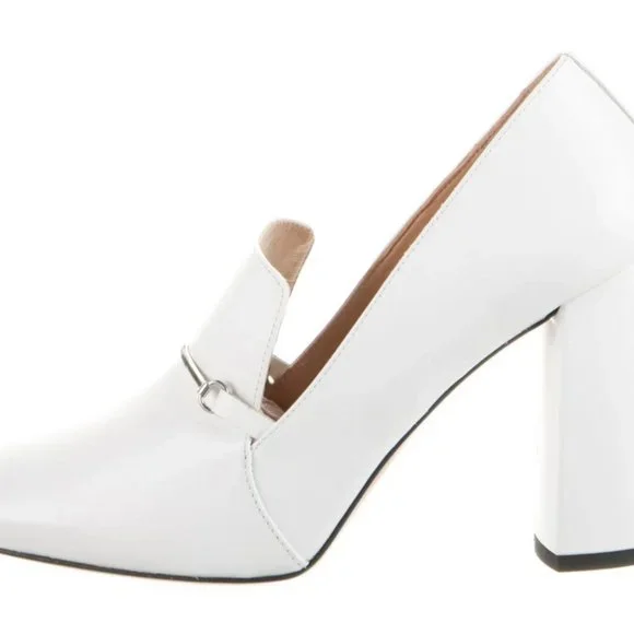 NWT Lewit High Heel Loafers White Leather size 9.5/39.5 - Picture 2 of 5